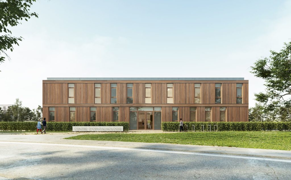 Centre médical et chirurgical d'ophtalmologie à Melun – façade bois et zinc – Oglo architectes