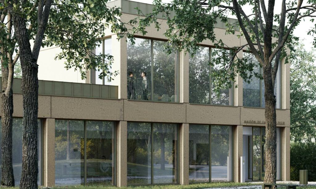 Maison de santé pluridisciplinaire Le Pecq construction zone inondable PPRI site boisé Oglo architectes