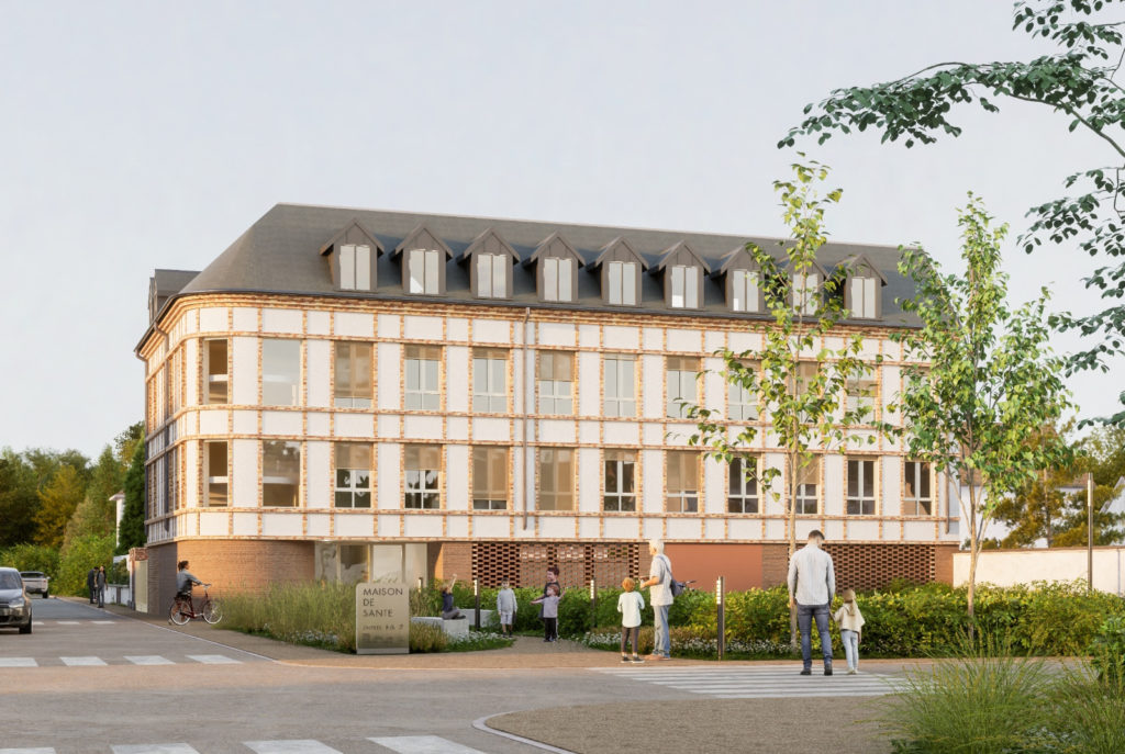 Maison de santé pluridisciplinaire Ézy-sur-Eure construction zone ABF et zone inondable Oglo architectes